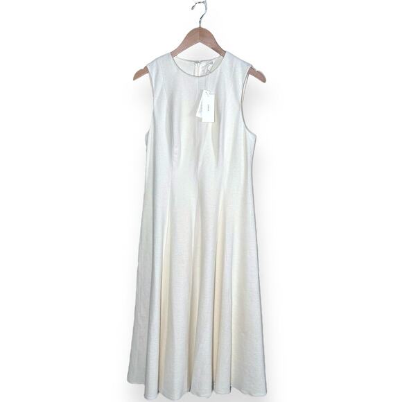 NEW $525 VINCE Paneled Midi Dress White Fit & Flare A-Line Classic Minimalist 10 - Picture 10 of 14